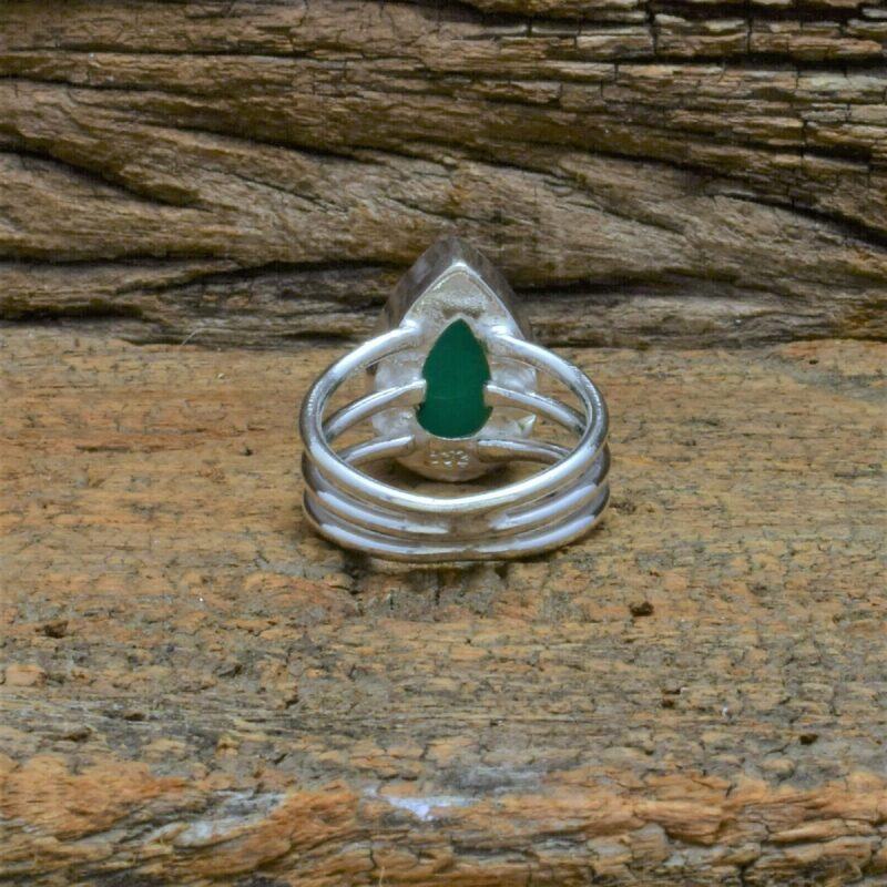 925 Solid Sterling Silver Green Onyx Gemstone Ring - Image 2