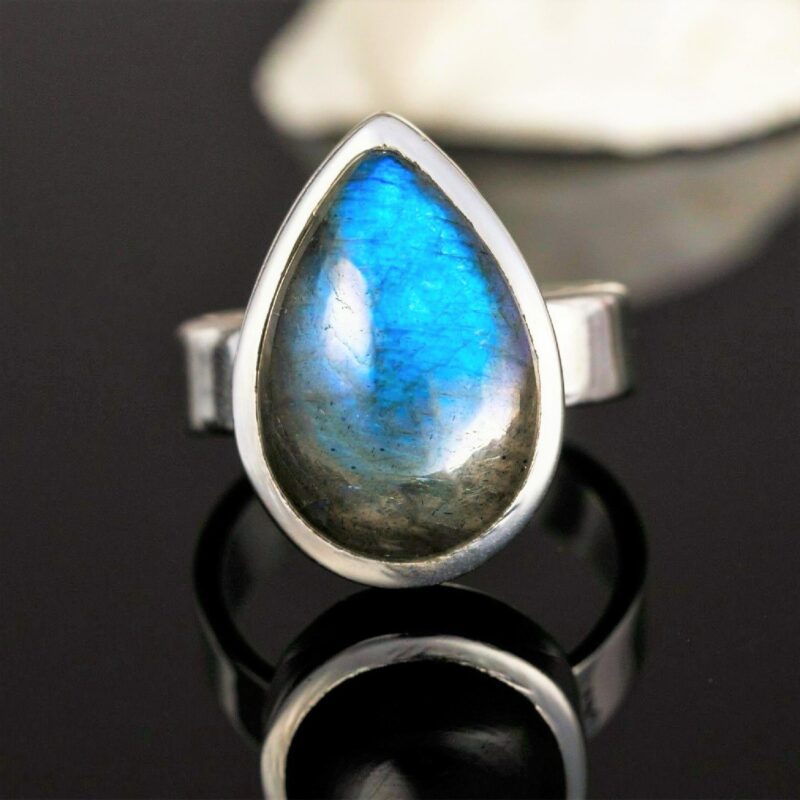 925 Solid Sterling Silver Labradorite Gemstone Ring