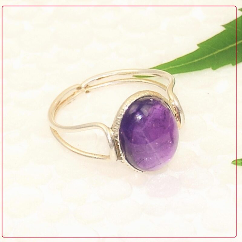 925 Solid Sterling Silver Purple Amethyst Gemstone Ring
