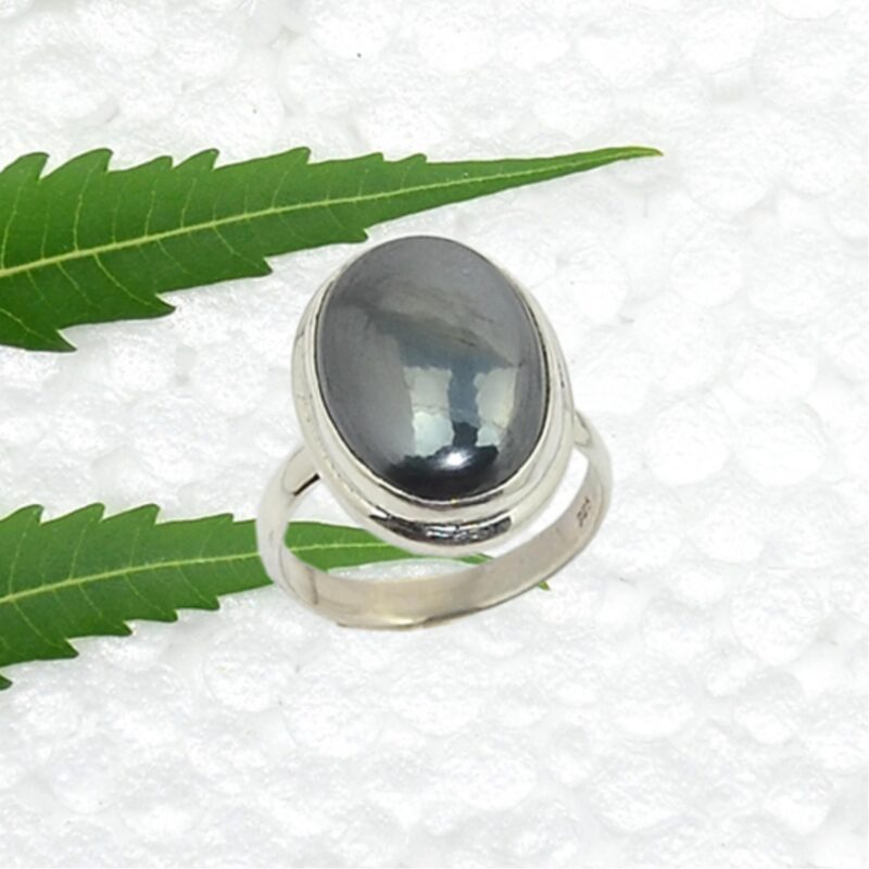 925 Solid Sterling Silver Hematite Gemstone Ring