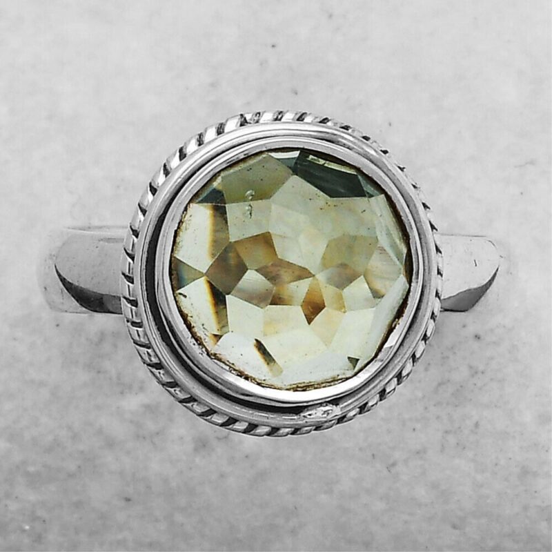 925 Solid Sterling Silver Green Amethyst Gemstone Ring - Image 2