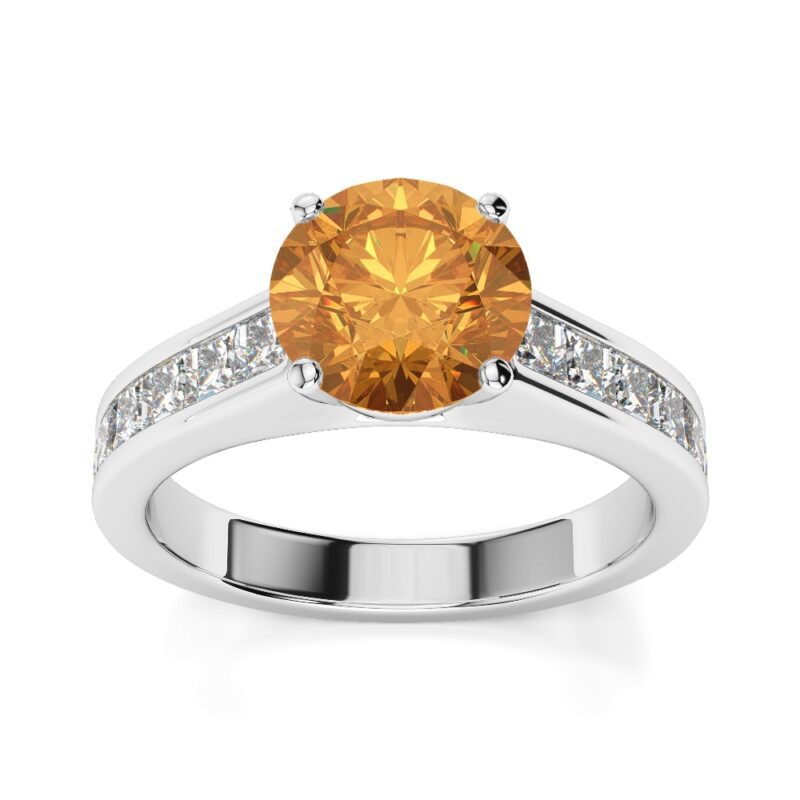 925 Sterling Silver Citrine And White Topaz Engagement women's Ring
