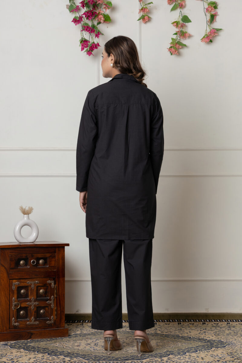 Solid Black Cotton Co-Ord Set - Image 6