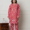 Red & White Abstract Printed Cotton Co-ord Set