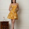 Sunset Yellow Ruched Mini Dress - Wholesale Garments