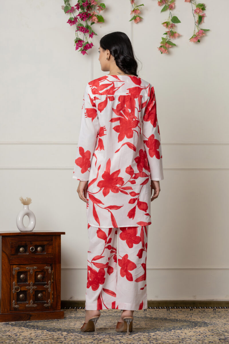 Crimson Blossom Printed Co-Ord Set - Image 7