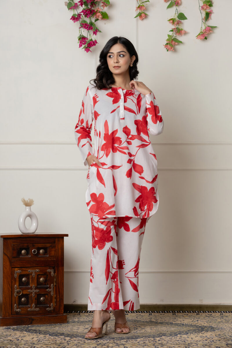 Crimson Blossom Printed Co-Ord Set - Image 6
