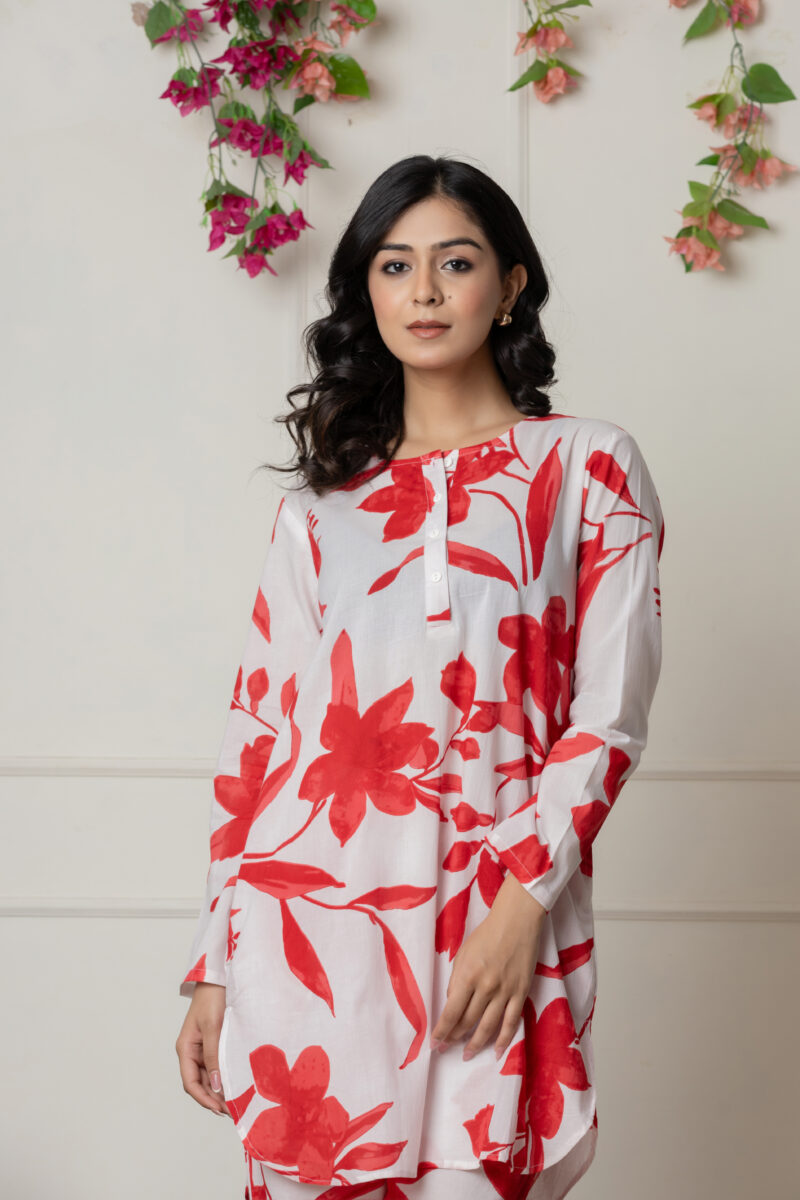 Crimson Blossom Printed Co-Ord Set - Image 3