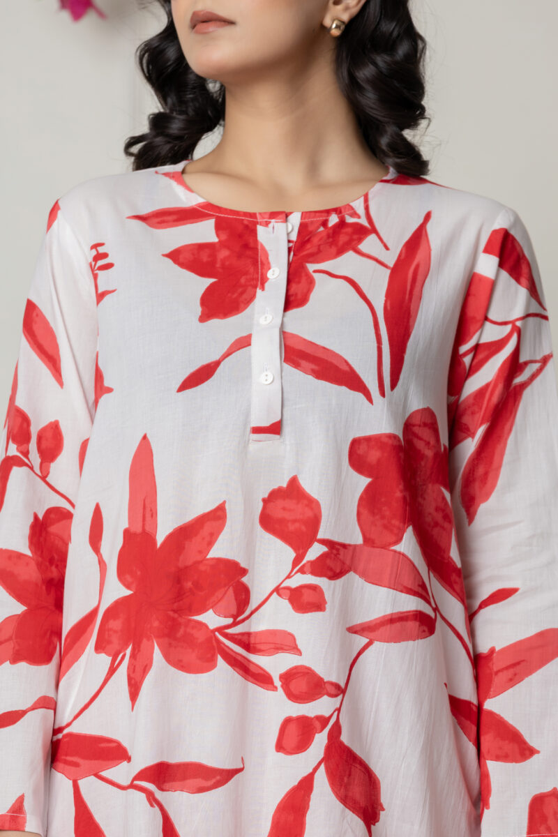 Crimson Blossom Printed Co-Ord Set - Image 2