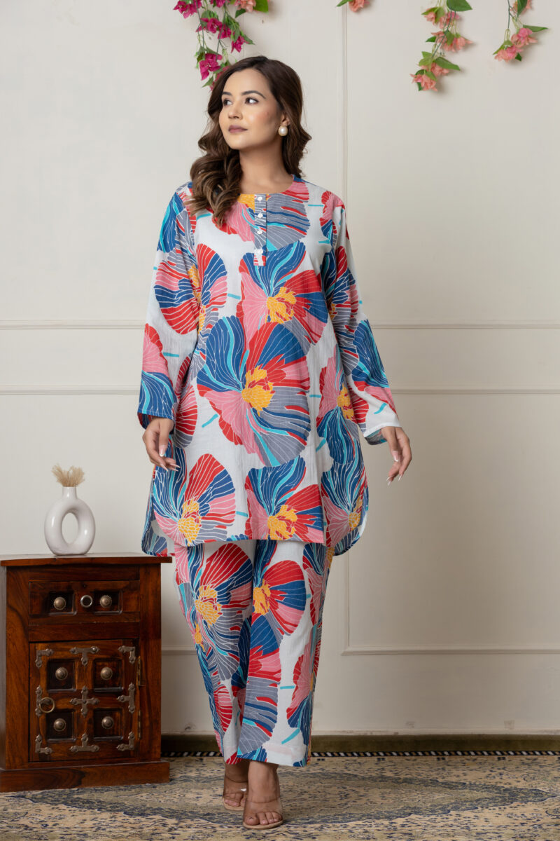 Blue Botanical Printed Co-Ord Set - Image 6