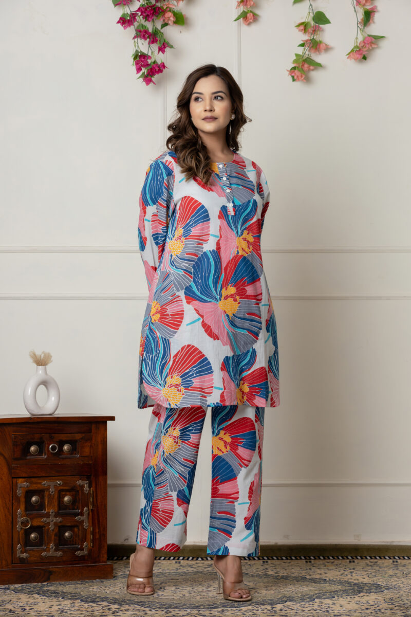 Blue Botanical Printed Co-Ord Set - Image 5