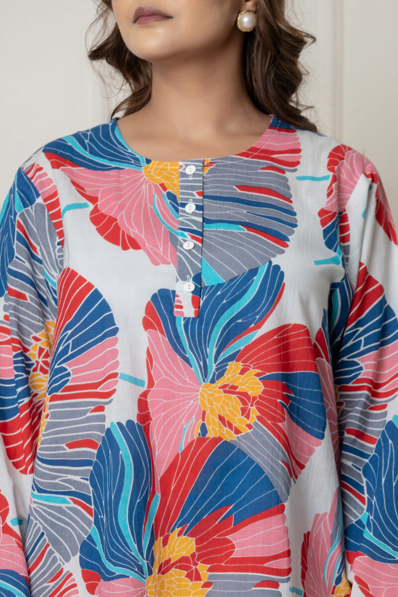 Blue Botanical Printed Co-Ord Set - Image 3